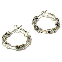 Rhodium 16mm Designer hoop earrings, look closer!