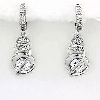 Rhodium and crystal 1.25 inch drop Designer earrings