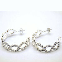 Rhodium and crystal 35mm hoop 1 and half inch Austrian crystal and rhinestone