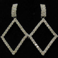  Rhinestone rhodium large Diamond shape diamond shape dangle pattern 34x64mm