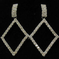 Rhinestone rhodium large Diamond shape diamond shape dangle pattern 34x64mm