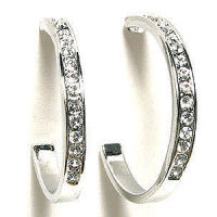   Silver and crystal 30mm earring inlayed set CZ's