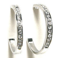 Silver and crystal 30mm earring inlayed set CZ's