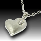  Delicate Crystal flower on heart, 30mm X 25mm, 24in chain 