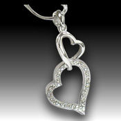 Adorable White Gold pendant, 20mm X 35mm, 18in chain