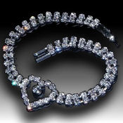 Darling two-row  rhinestone  and silver heart bracelet
