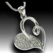  Delicate Crystal flower on heart, 30mm X 25mm, 24in chain 