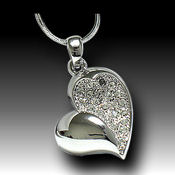 White Gold plated 18mm x 18mm petite heart, 16in chain