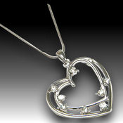Adorable White Gold pendant, 20mm X 35mm, 18in chain