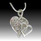Sensual and Sexy White Gold Double heart, 17in chain 24 X 30mm pendant