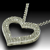 45 X 40mm Rhodium and Crystal  18in Chain