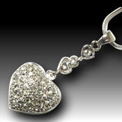 Rhodium and Crystal puff heart 18in chain, 18 x 20mm pendant