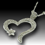  A Timless classic 38x40mm pendant 24in Chain, Rhodium and Crystal