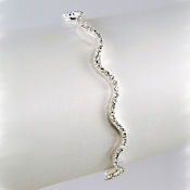 7815 $23 Silver rhinestone The Wave bangle curved very sharp