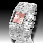 MaBella  silver wide metal band pink and a blue facea very nice watch with attitude