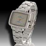 MaBella  silver wide metal band pink and a blue facea very nice watch with attitude