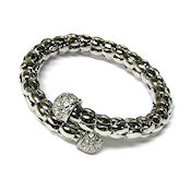 7936 $22 Rhodium plat spring tension crystal balls on end a very well Designer collection