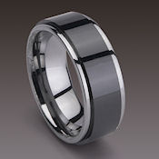 High Polish Tungsten Carbide with Black ceramic zirconia Inlay 9mm