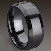 Black Ceramic Zirconia  brushed center high polish edge 8mm wide