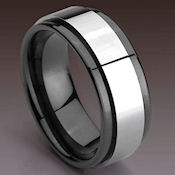 Stunning Black Ceramic with high polish tungsten Inlay 9mm wide