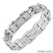 8211 $85 Dyrberg/Kern stainless steel  14.5mmW 7.5inL, fold over clasp