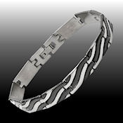 8232 $35 Black enamel and stainless steel 30.2g 8in long fold over clasp