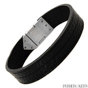 8251 $45 D & K Baron collection Black Leather and Stainless steel, 20.9g 15mm wide, 2mm deep, 8in long MSRP $120