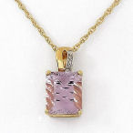 5,01 ctw elegant cut Amethyst and diamonds gold plated Sterling Silver with 24in necklace