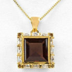 Sensational,bold beautiful 12.38ctw Smokey Quartz with CZ 14K gold over Sterling silver 13.3g, 18