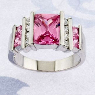 Pink designer, high quality sensational pink sapphire, diamond CZ'S Sterling silver classy classy classy