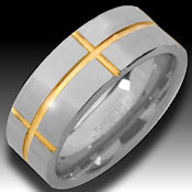 14k Gold inlay on high polish Tungsten