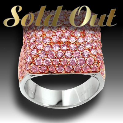 Pink square ring that is a real eye catcher, this ring is 11.6g of solid sterling silver and a total weight of 19.36 ctw pink stones