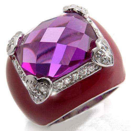 Wow what a ring the center stone is 18.76ctw CZ Amethyst with pink enamel total weight 16.4g