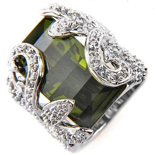 If you want big and beautiful, this is the ring 25.07ctw Emerald green CZ with CZ chips solid Sterling Silver 21.1g