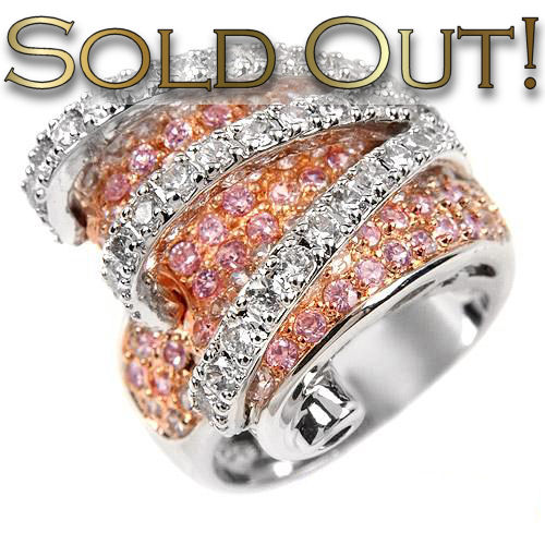 Unique, this pink3.46ctw CZ in solid sterling silver 13.3g sets you apart!